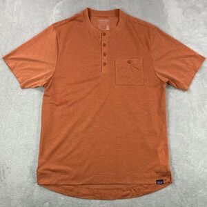 Patagonia Capilene Cool Trail Henley Men Medium Orange Short Sleeve Outdoors
